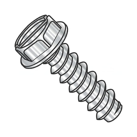 Usa Industrials Self-Drilling Screw, #8-18 x 3/8", Plain 18-8 Stainless Steel Flange Hex Head Slotted Drive BULK-SCRW-14127